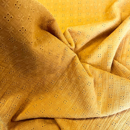 Double Gauze Bambino Embroidered Cotton | Ochre - Hollies Haberdashery UK