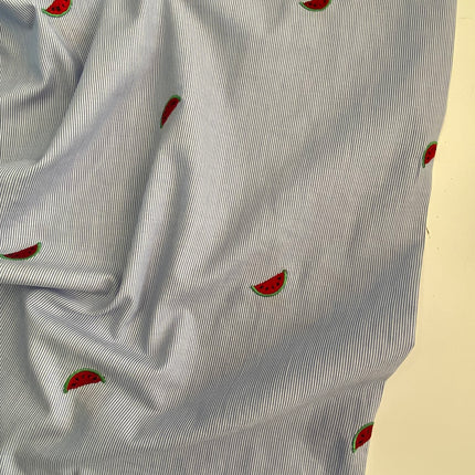 Embroidered Cotton Shirting - Watermelon - Hollies Haberdashery UK