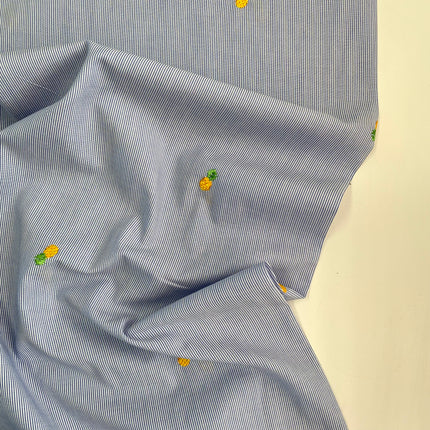 Embroidered Cotton Shirting - Pineapple - Hollies Haberdashery UK