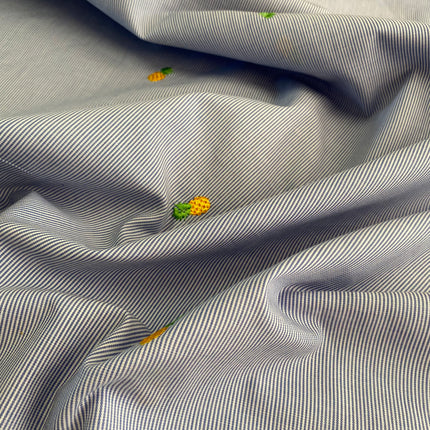 Embroidered Cotton Shirting - Pineapple - Hollies Haberdashery UK