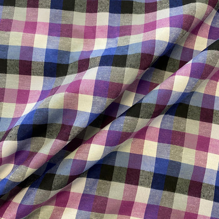 Checked Cotton Shirting - Royal - Hollies Haberdashery UK