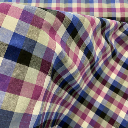 Checked Cotton Shirting - Royal - Hollies Haberdashery UK