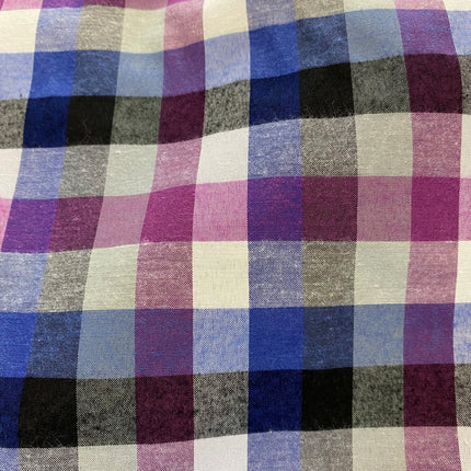 Checked Cotton Shirting - Royal - Hollies Haberdashery UK