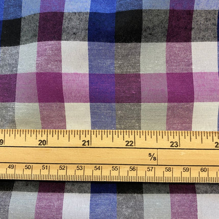 Checked Cotton Shirting - Royal - Hollies Haberdashery UK