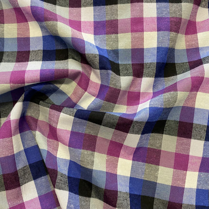 Checked Cotton Shirting - Royal - Hollies Haberdashery UK