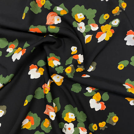 Cluster Blooms Viscose - Black - Hollies Haberdashery UK