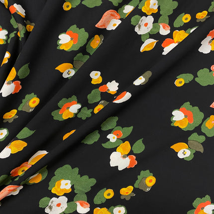 Cluster Blooms Viscose - Black - Hollies Haberdashery UK