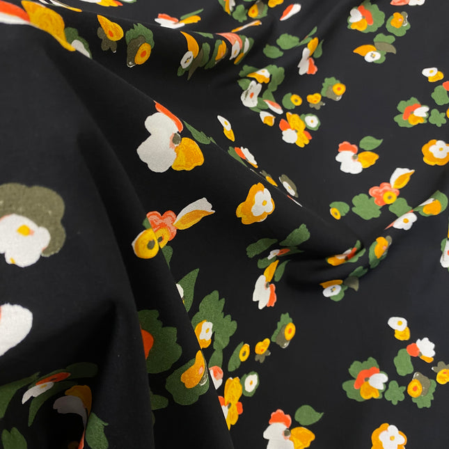 Cluster Blooms Viscose - Black - Hollies Haberdashery UK