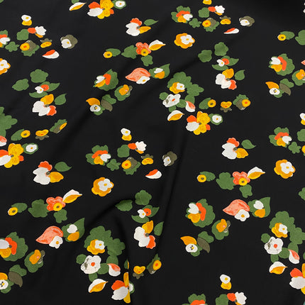 Cluster Blooms Viscose - Black - Hollies Haberdashery UK