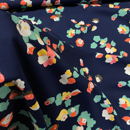 Cluster Blooms Viscose - Navy - Hollies Haberdashery UK