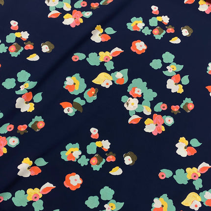 Cluster Blooms Viscose - Navy - Hollies Haberdashery UK